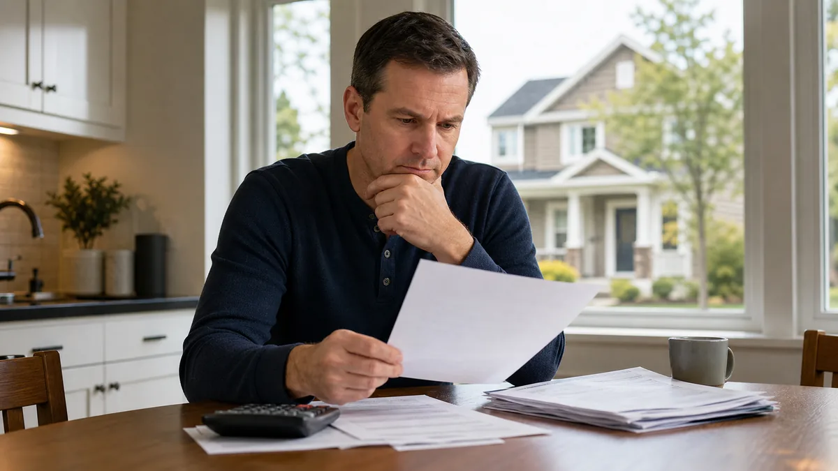 Rental property owner reviewing capital gains documents