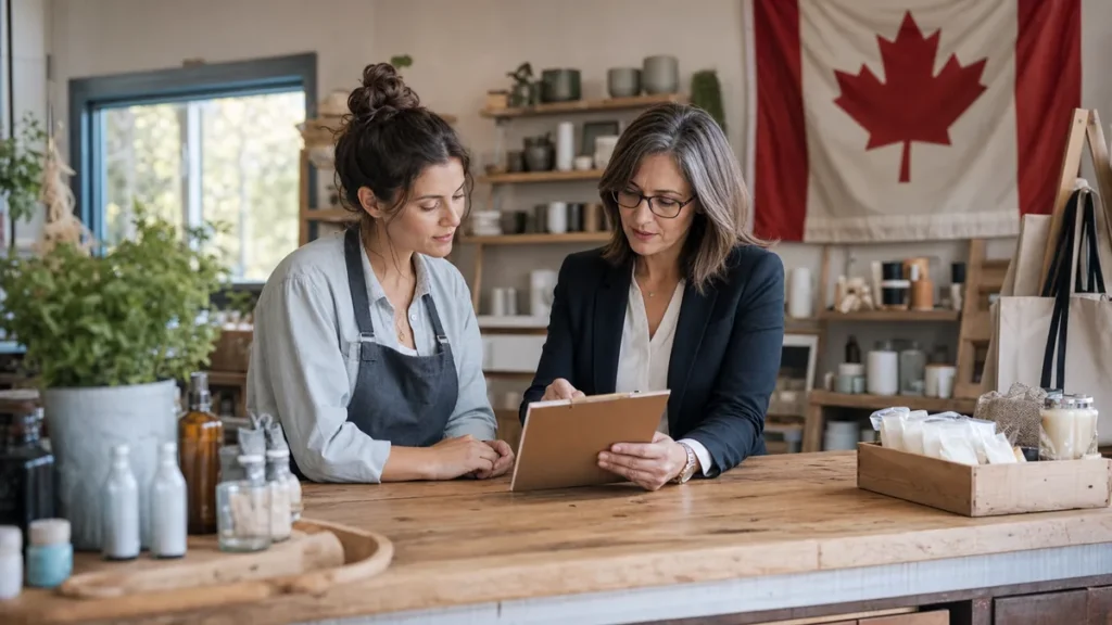 Canadian small business owner reviewing GST registration