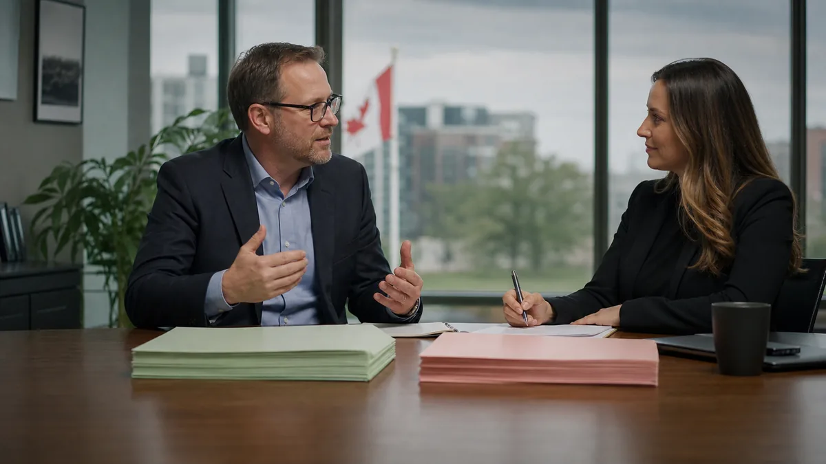 Canadian advisors discussing a holding company structure