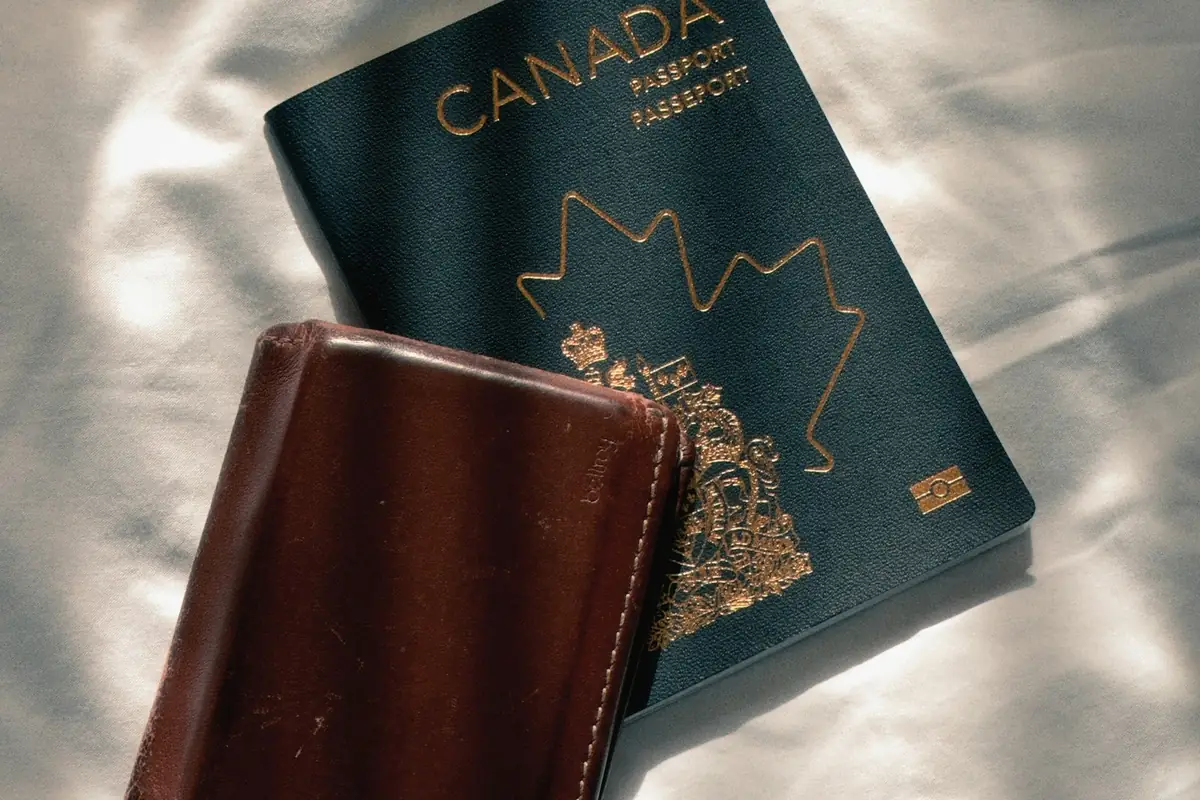 Canadian passport and travel wallet