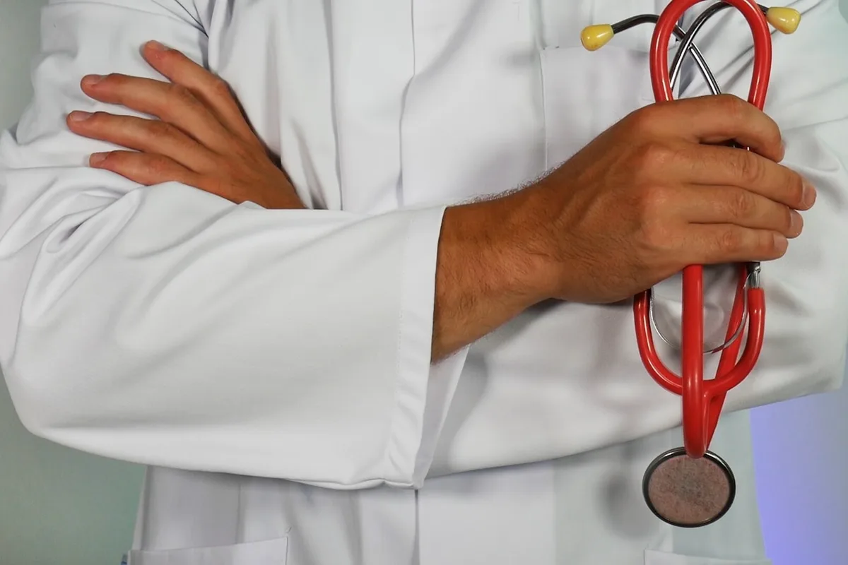 Physician working in a medical office