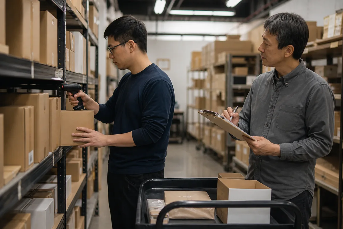 Family business employee documenting work