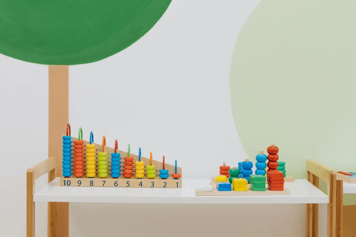 Organized daycare playroom with educational toys