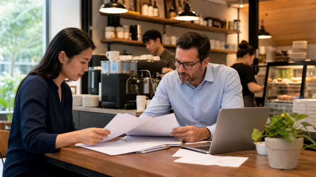Buyer reviewing small business finances
