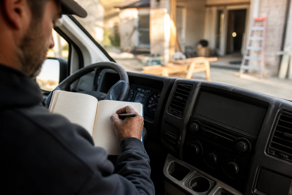 Trades owner recording business kilometres
