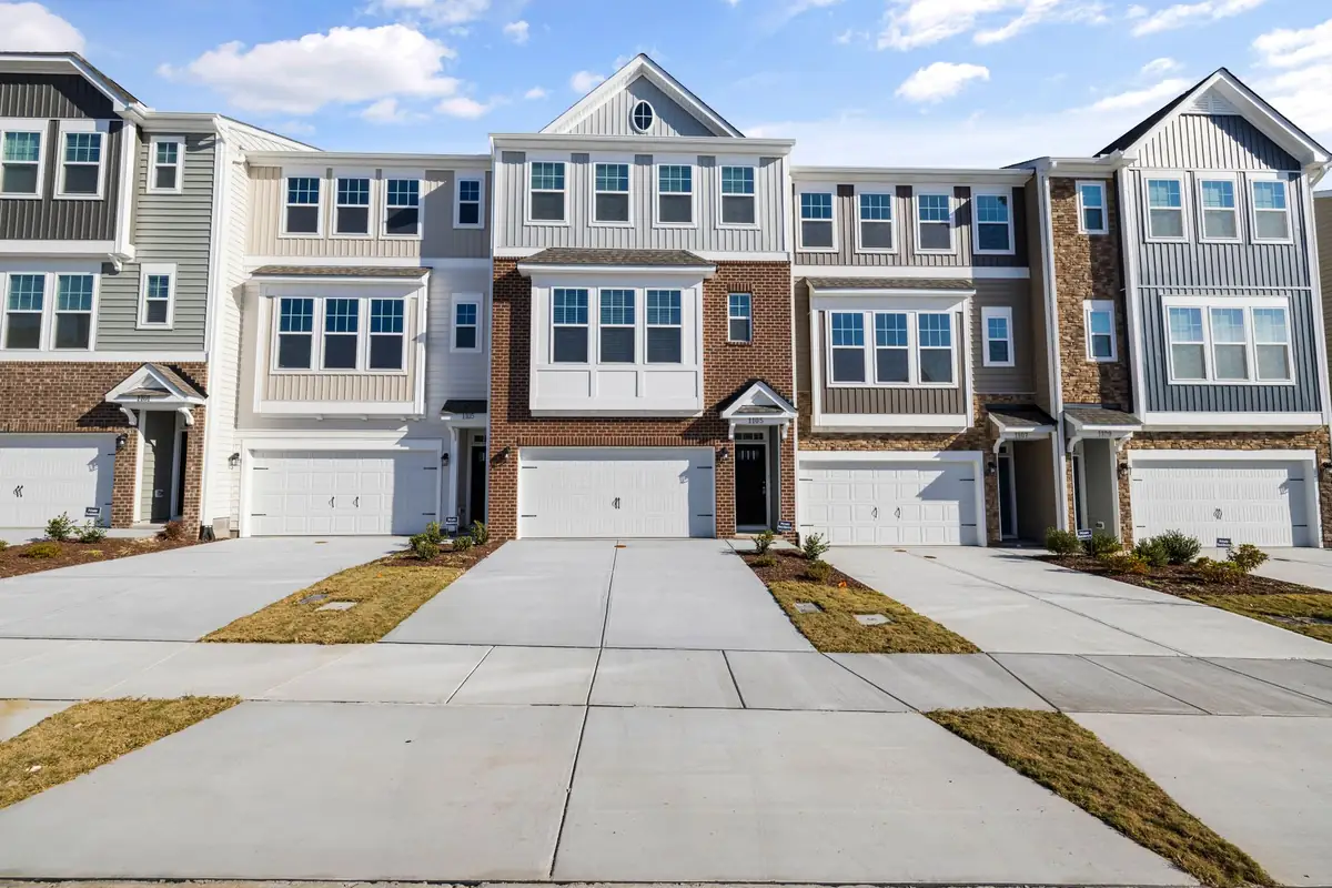 Row of newly built modern townhouses