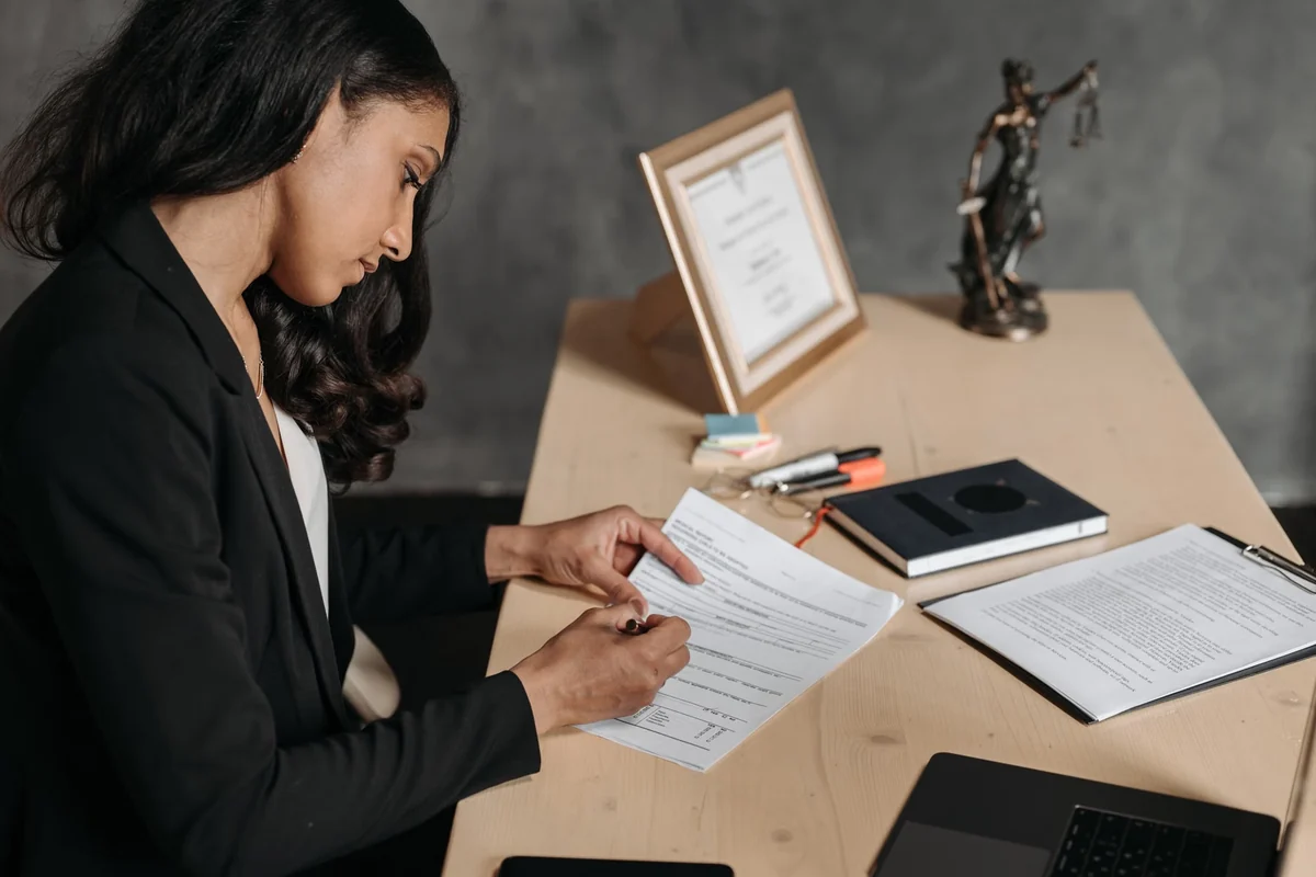 Legal professional reviewing estate administration documents