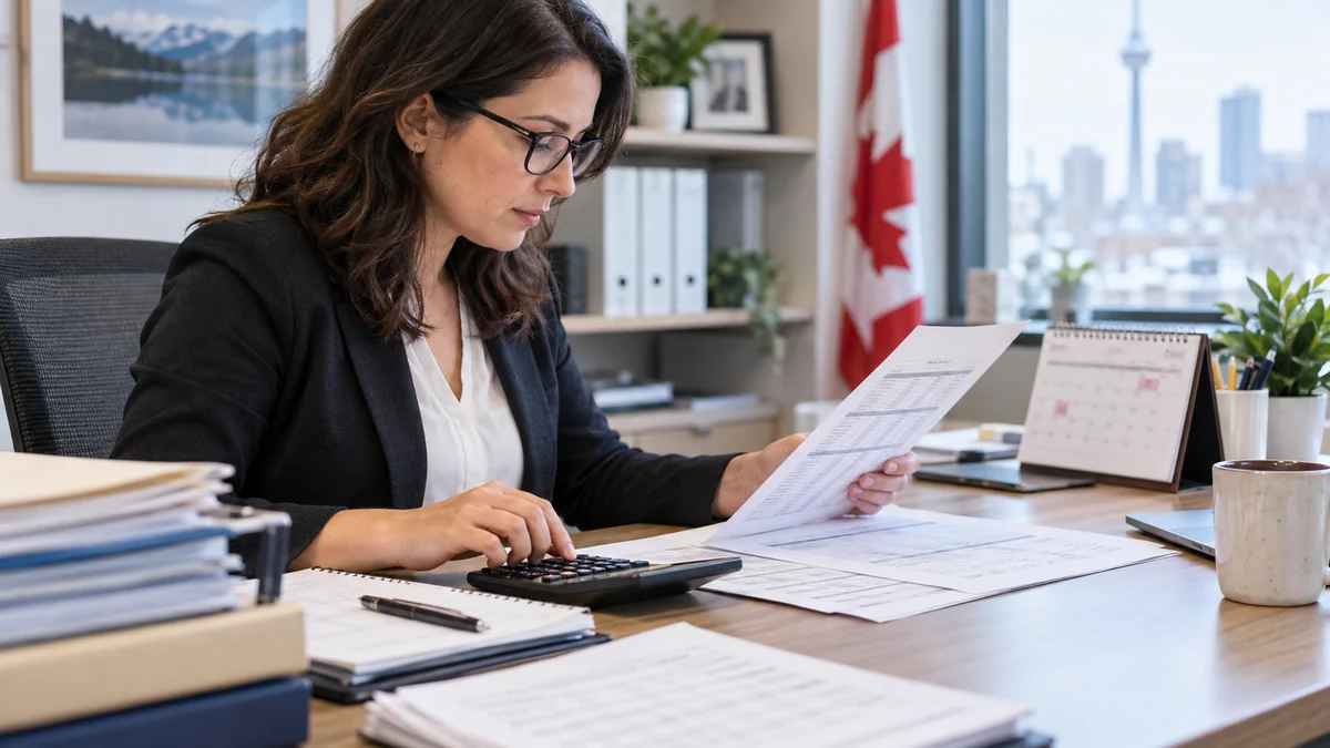 Payroll administrator reviewing payroll remittance records
