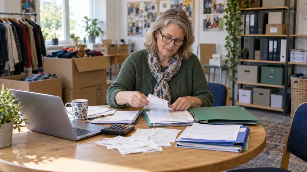 Charity treasurer preparing an annual information return